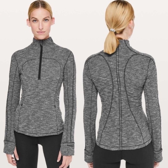 Lululemon Run Briskly 1/2 Zip Pullover Sweater Women’s 8 Black White Long Sleeve - Picture 1 of 15